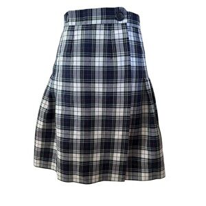 PLEATED TARTAN WRAP  SKIRT  WITH SINGLE SIDE POCKET Preppy, Collegiate